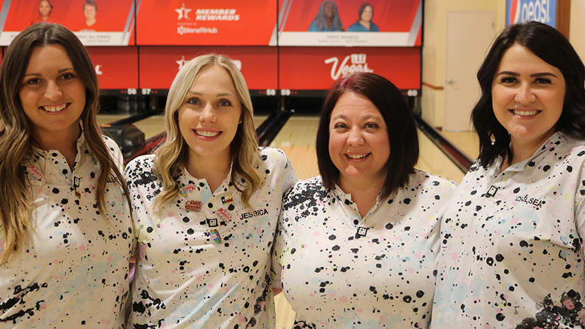 The members of Them Three and Me at the 2023 USBC Women's Championships